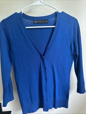 NY&C Women's Royal Blue V-Neck Button Cardigan Size xxs petite